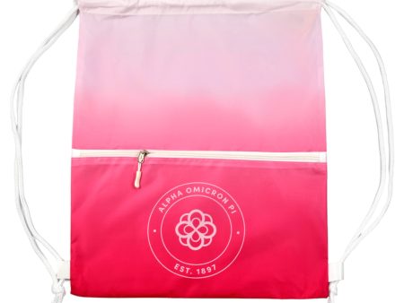 Alpha Omicron Pi Drawstring Backpack, Ombre Color Design For Sale