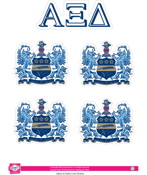 Alpha Xi Delta Crest Sticker Sheet Online