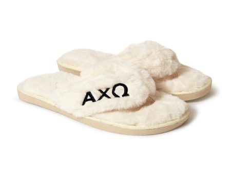 Alpha Chi Omega - Furry Slippers Women - With ACO Embroidery Logo Online